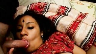 hinduas slut with big round butt gets her twat banged and her face jizzed during nasty threesome action