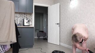 Home Camera Watches a Chubby Wife with a Big Ass in Panties