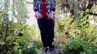 Powerful outdoor pissing by horny Stepmom