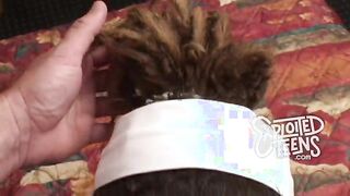 Watch this teen with a hairy pussy and dreadlocks suck cock