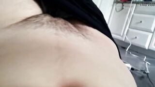 Hairy pussy self-shot masturbation