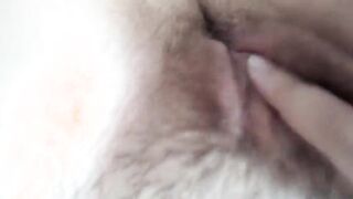 Hairy pussy self-shot masturbation