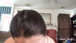 Your Mature Big-Bottom Hairy Pussy Step-Aunt Joana Sucks your Cock (POV Experience)