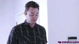 Brad Sterling drilling Chloe Cherrys hairy pussy on top balls deeping his big juicy cock!