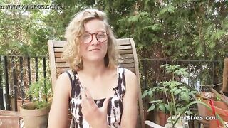Very hairy vixen with glasses masturbating