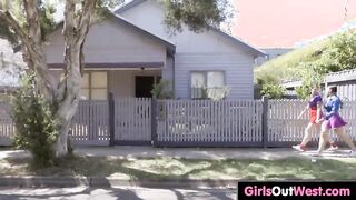 Hairy pussy and ass licked in the bathroom