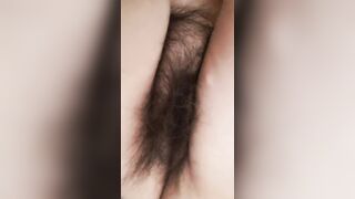 mature milf shows her fat and hairy pussy
