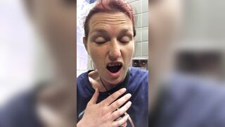 Unleashing a massive piss at Denver Airport where I forgot Id taken my clit bar out whilst wiping my very hairy pussy