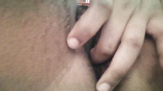 Yellowbone fingering her hairy pussy