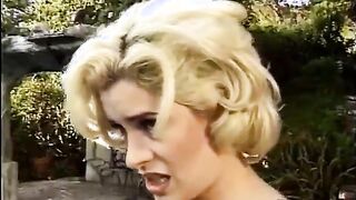 Fantastic sexual blonde gets her hairy tight cunt drilled hard outdoor